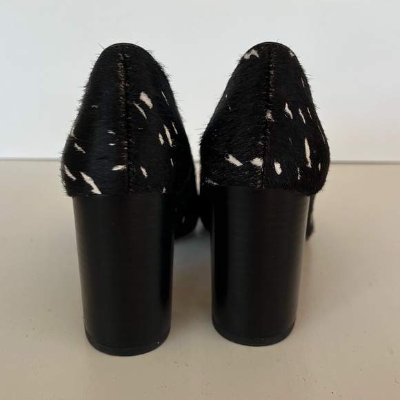 Franco Sarto Leather Cow Hair Black and White 3.35” Palma Pointy Toe Pump, 8M - Picture 4 of 10